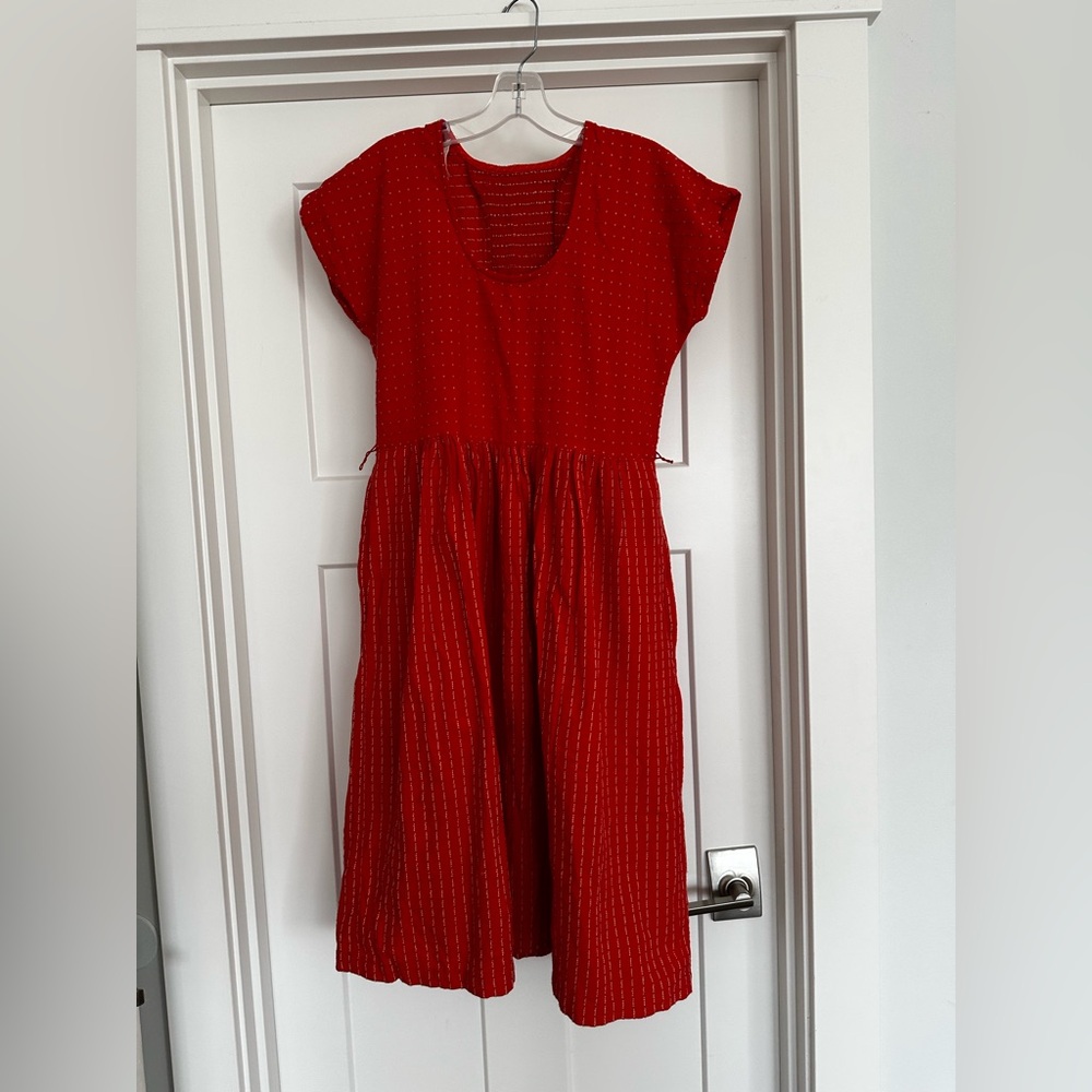 Ace & Jig Red Cotton Midi Dress Luna dress in siracha